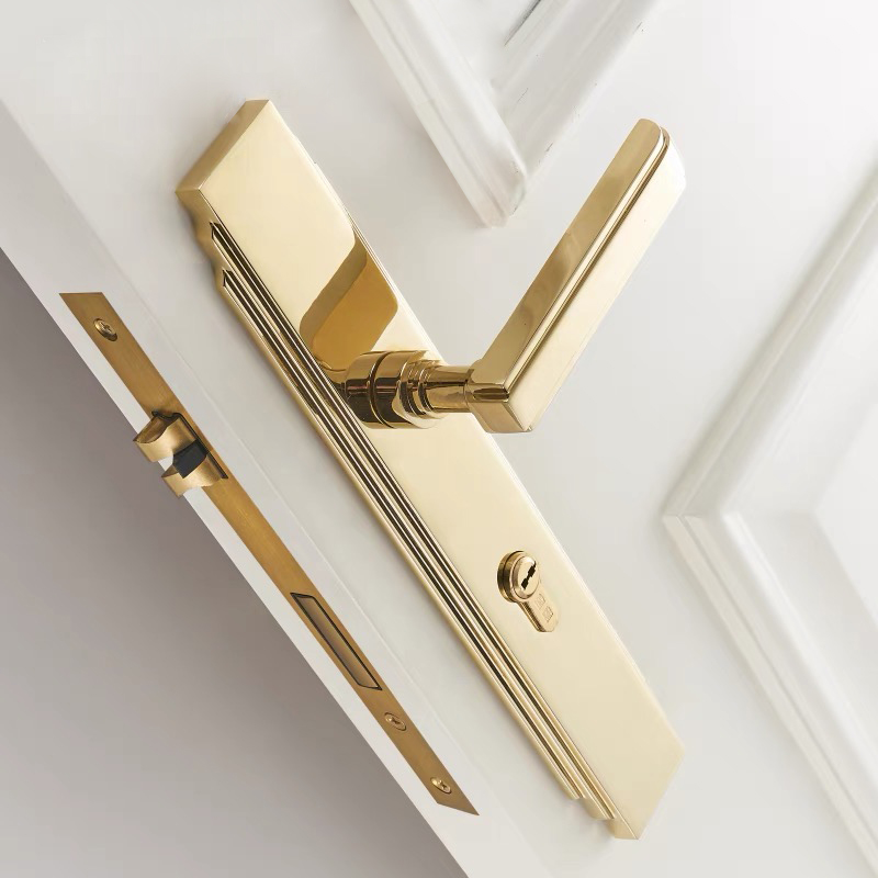 khóa Tay nắm gạt cửa gỗ đồng cao cấp